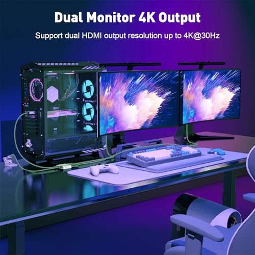 UANTIN Mini DisplayPort to Dual HDMI Adapter | 4K 60Hz High-Speed Thunderbolt 2 (DP) Male to 2 HDMI Female Splitter Extended Display Adapter, Compatible for MacBook Air/Pro, Mac mini, Surface Pro/Dock - Image 4