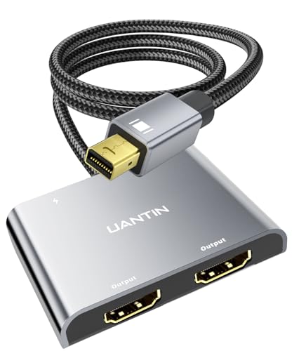 UANTIN Mini DisplayPort to Dual HDMI Adapter | 4K 60Hz High-Speed Thunderbolt 2 (DP) Male to 2 HDMI Female Splitter Extended Display Adapter, Compatible for MacBook Air/Pro, Mac mini, Surface Pro/Dock - Image 1