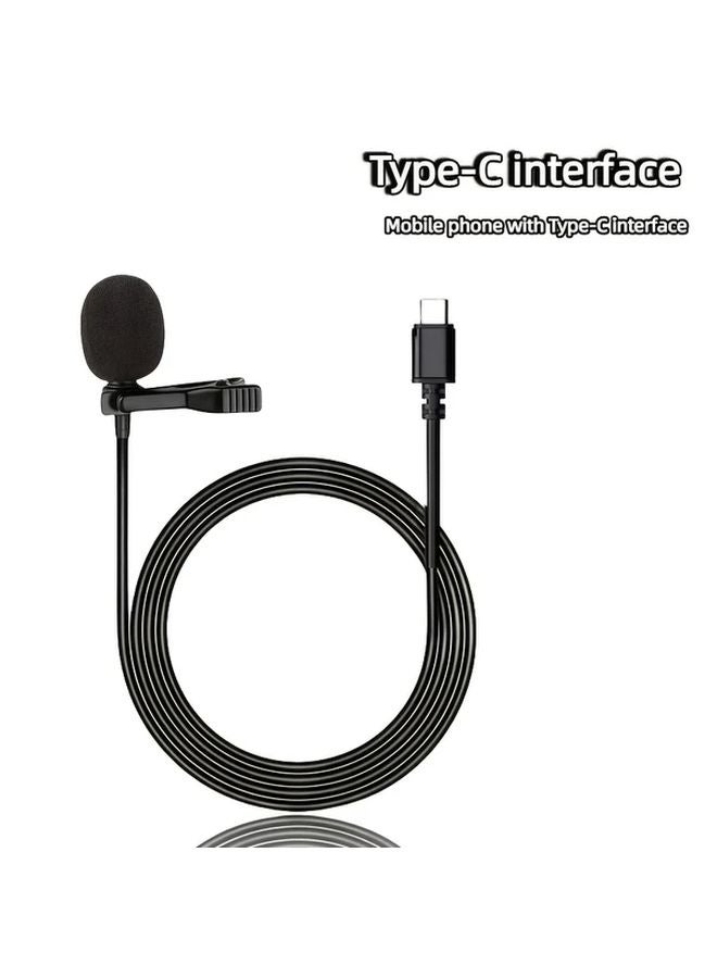 ميكروفون لافالير من النوع C، جاهز للاستخدام، وإلغاء الضوضاء لتسجيل الفيديو بالهاتف - Image 1