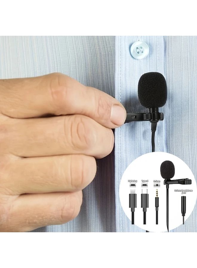 ميكروفون لافالير من النوع C، جاهز للاستخدام، وإلغاء الضوضاء لتسجيل الفيديو بالهاتف - Image 4