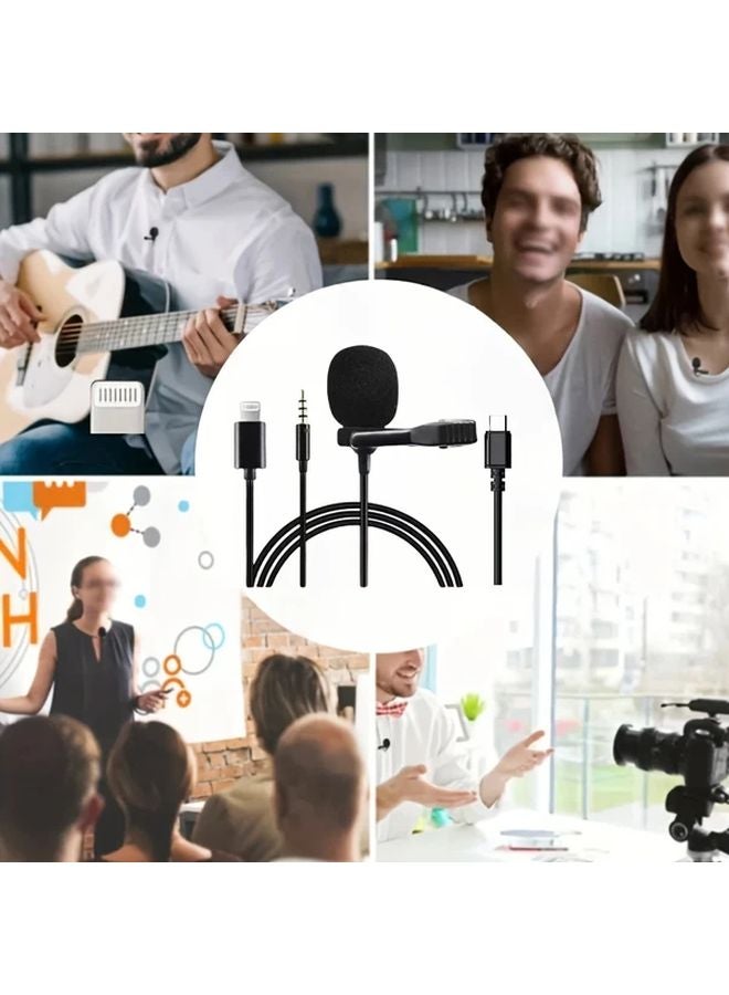 ميكروفون لافالير من النوع C، جاهز للاستخدام، وإلغاء الضوضاء لتسجيل الفيديو بالهاتف - Image 5