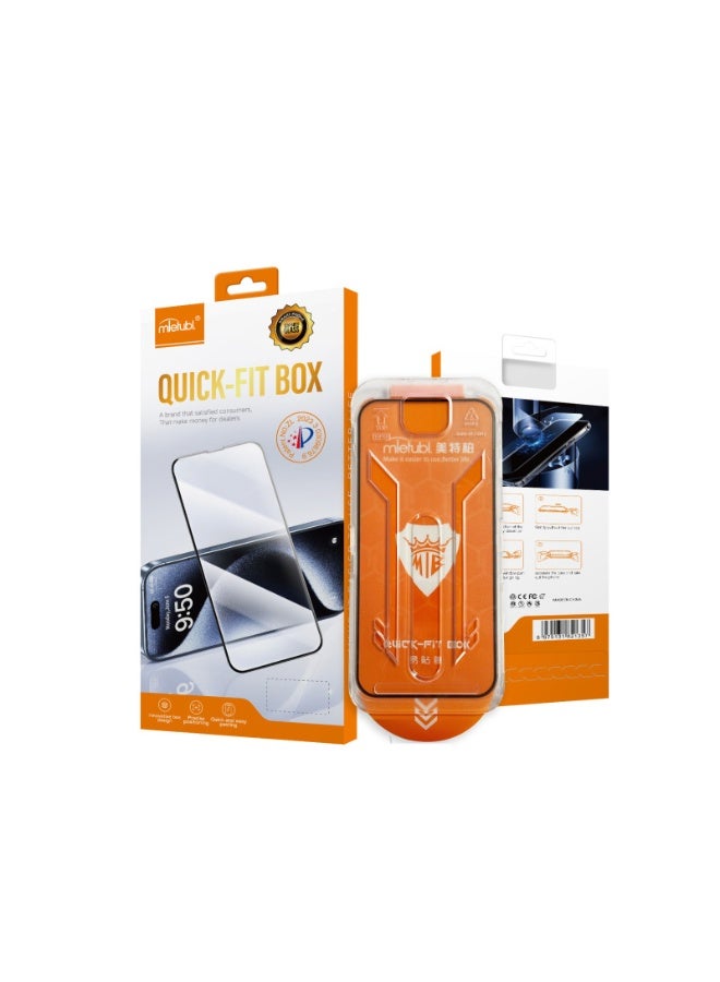 Mietubl Quick Fit Box Tempered Glass Screen Protector with Easy Installation Tool, Anti-Scratch, Bubble-Free, HD Clear Guard Compatible with Apple iPhone 12 Pro Max - Image 1