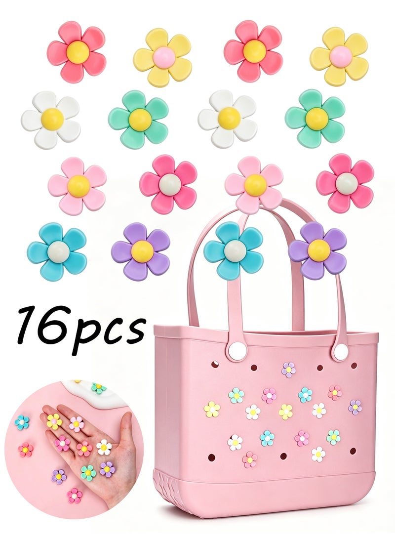 16pcs Flower Charm Accessory for Bogg Bags and Simply Southern Totes, Decorative Accessories to Customize Your Beach Tote Bag - Image 1
