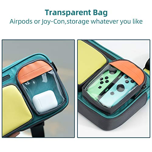 GeekShare Large Capacity Multifunctional Switch/OLED Travel Carrying Case - Color Contrast Laser Messenger Bag Compatible With Nintendo Switch - Portable Storage Bag for Game Accessories - Image 4