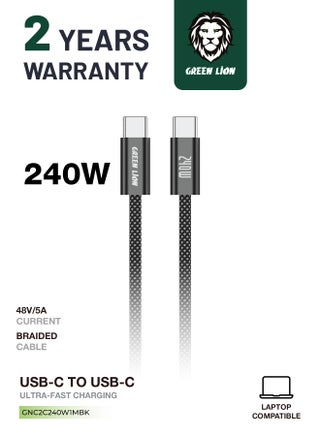 Braided USB-C TO USB-C Ultra Fast Charging Cable 240W / Super Fast Charging 1M Cable / 480 Mbps Transfer Speed / Charge & Sync - Black - pzsku/Z12D071870812EC529269Z/45/1751108696/06d1dbed-2e42-4e2e-b458-801b3888fca6