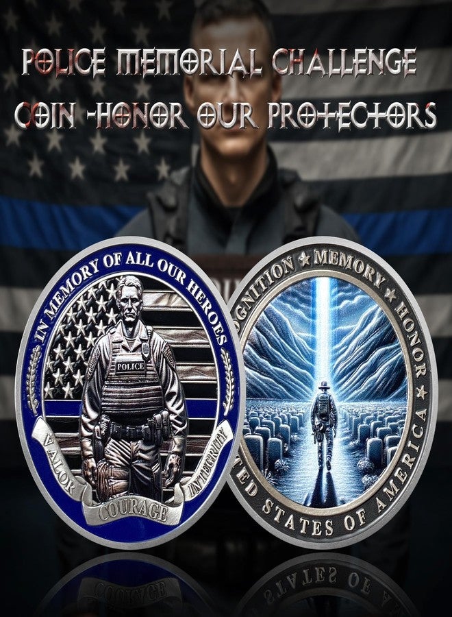 ASmileIndeep Police Challenge Coin - Police Memorial Coin Honoring Fallen Thin Blue Line Coin Memorial Tribute Gift for Law Enforcement Police Officer Appreciation (5 PCS) - Image 2