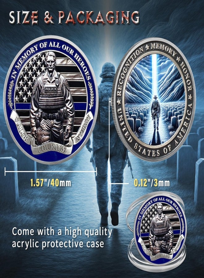 ASmileIndeep Police Challenge Coin - Police Memorial Coin Honoring Fallen Thin Blue Line Coin Memorial Tribute Gift for Law Enforcement Police Officer Appreciation (5 PCS) - Image 5
