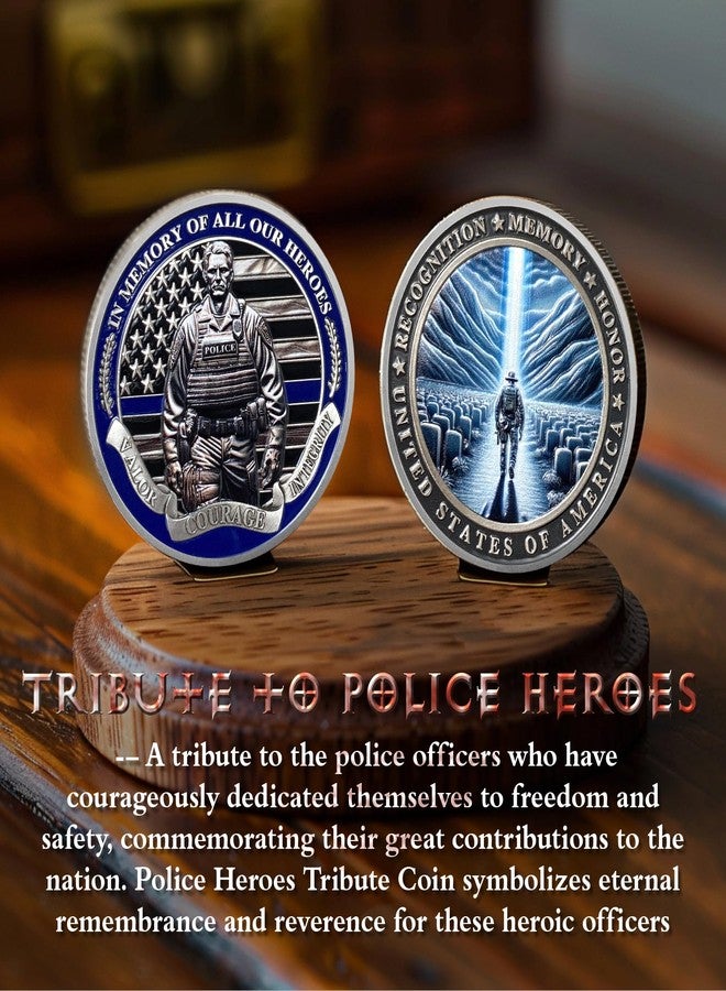 ASmileIndeep Police Challenge Coin - Police Memorial Coin Honoring Fallen Thin Blue Line Coin Memorial Tribute Gift for Law Enforcement Police Officer Appreciation (5 PCS) - Image 4