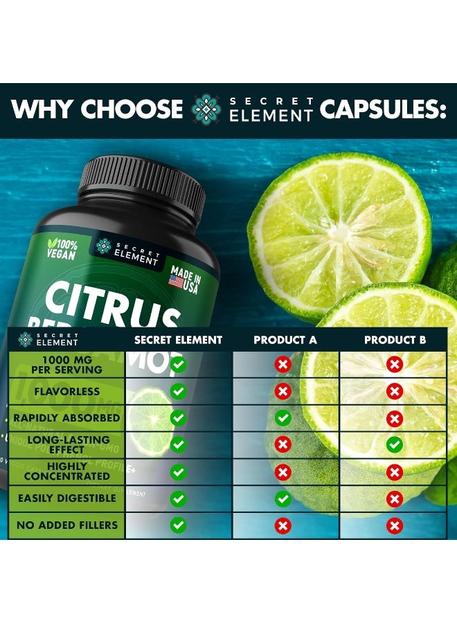 Citrus Bergamot Extract 1000Mg - Citrus Bergamot Supplement For Heart, Immune System Support, And Healthy Aging - Pure, Vegan Bergamot Capsules