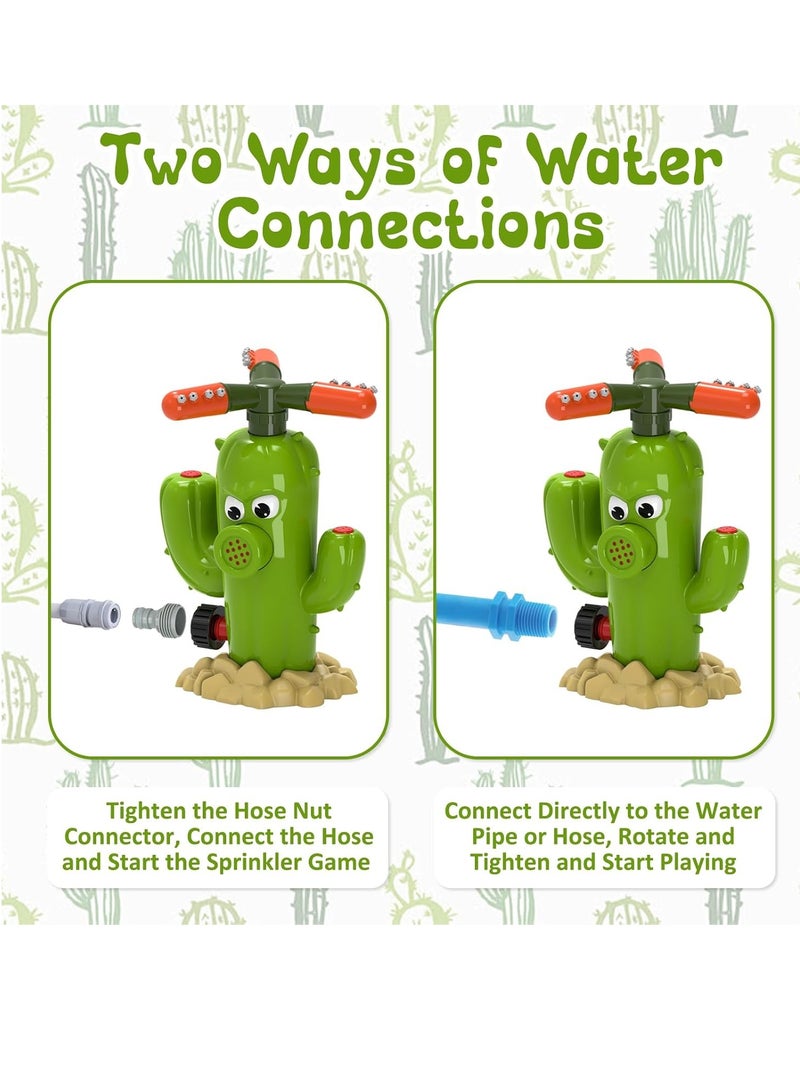 Cactus Water Sprinkler for Kids, Toddler Play Water Hose Sprinklers with 360°Rotating Splash, Outdoor Activities Fun Water Sprayer Game, Garden Backyard Lawn Summer Water Toy Boys Girls 3-8  - Image 5