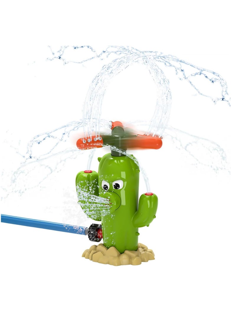 Cactus Water Sprinkler for Kids, Toddler Play Water Hose Sprinklers with 360°Rotating Splash, Outdoor Activities Fun Water Sprayer Game, Garden Backyard Lawn Summer Water Toy Boys Girls 3-8  - Image 1