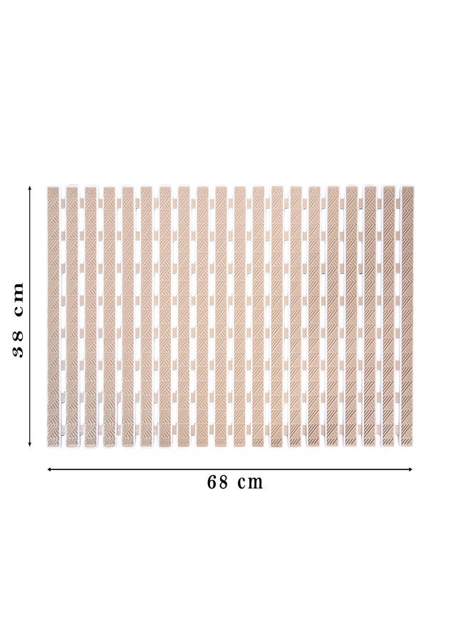 RichAxis سجادة ريتش أكسيس المضادة للانزلاق من مادة PVC للحمام، سجادة حمام مضادة للانزلاق، سجادة منطقة الاستحمام مضادة للانزلاق مع أكواب شفط وفتحات تصريف لسجادة أرضية حوض الاستحمام (68 × 38 سم، بيج) - Image 2