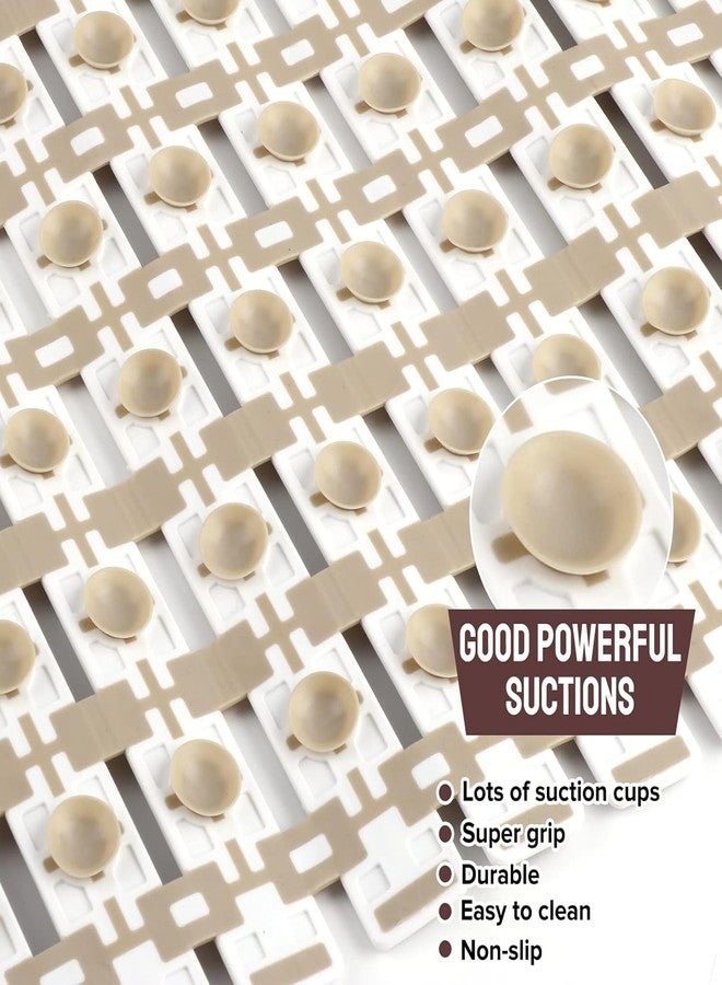 RichAxis سجادة ريتش أكسيس المضادة للانزلاق من مادة PVC للحمام، سجادة حمام مضادة للانزلاق، سجادة منطقة الاستحمام مضادة للانزلاق مع أكواب شفط وفتحات تصريف لسجادة أرضية حوض الاستحمام (68 × 38 سم، بيج) - Image 4