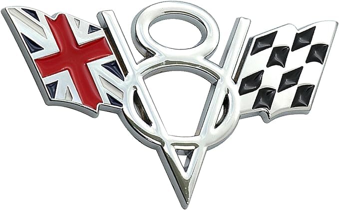 OAN 3D Metal V8 Engine Displacement Logo Racing Decoration Luggage Trunk Tailgate Bumper Badge Sticker Decoration Accessories (V8 UK) - Image 1