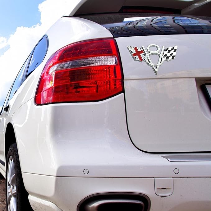 OAN 3D Metal V8 Engine Displacement Logo Racing Decoration Luggage Trunk Tailgate Bumper Badge Sticker Decoration Accessories (V8 UK) - Image 5
