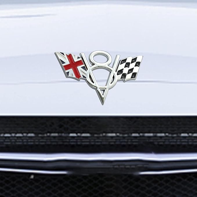 OAN 3D Metal V8 Engine Displacement Logo Racing Decoration Luggage Trunk Tailgate Bumper Badge Sticker Decoration Accessories (V8 UK) - Image 3