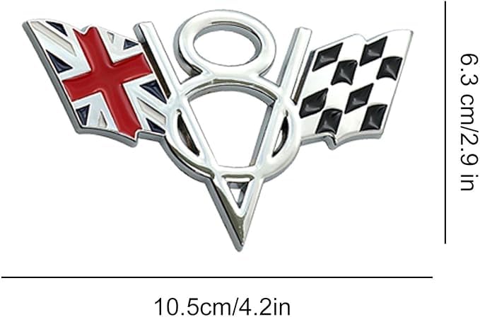 OAN 3D Metal V8 Engine Displacement Logo Racing Decoration Luggage Trunk Tailgate Bumper Badge Sticker Decoration Accessories (V8 UK) - Image 4