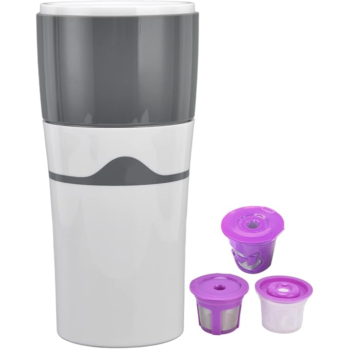Pilipane The Original Portable Drip Coffee Maker Travel Mug, Single Serve Drip Coffee Maker, All in 1 Coffee with Reusable Coffee Filter((Gray White)) - Image 1
