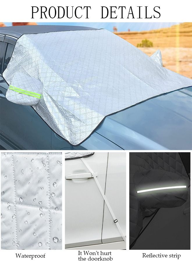 DUNISO Windshield Sunshade Car Sun Protection Cover Car Shade Front Windshield Blocks 99% UV Rays Keeps Your Vehicle Cool Foldable For All Seasons - Image 3