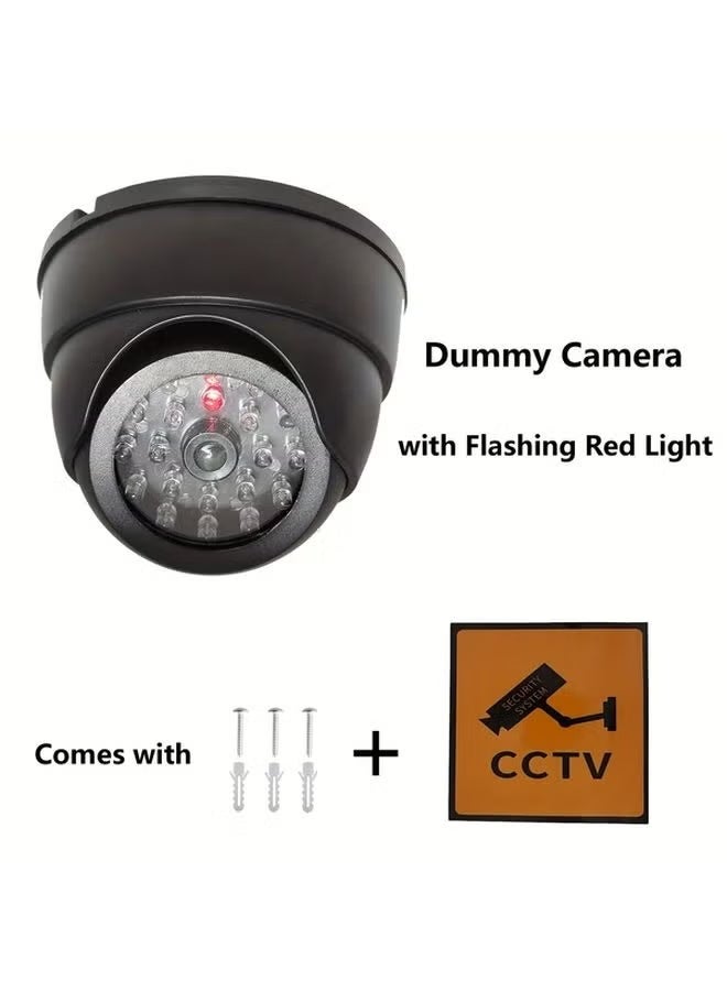Black Fake CCTV Security Camera with Flashing LED Dummy Outdoor Surveillance - Image 2
