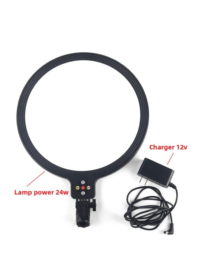 Generic LED Mirror Light Makeup Bathroom Toilet Round Lighting Plug-In Illumination Vanity Mirror Supplemental Light Customizable Logo-Specifications:12-inch Full Screen Fill Light Pan/tilt Rotating U-shaped Clip  - Image 5