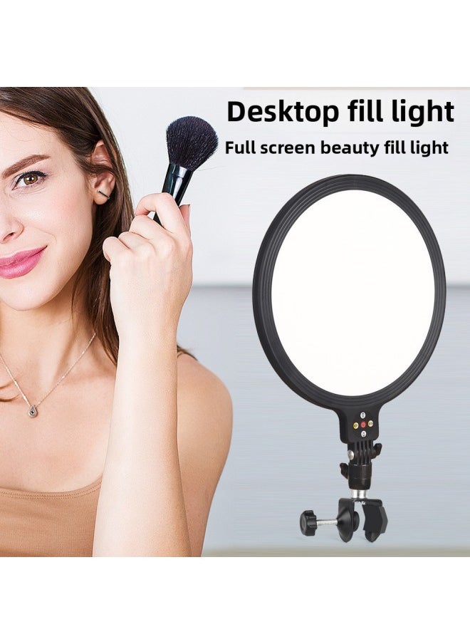 Generic LED Mirror Light Makeup Bathroom Toilet Round Lighting Plug-In Illumination Vanity Mirror Supplemental Light Customizable Logo-Specifications:12-inch Full Screen Fill Light Pan/tilt Rotating U-shaped Clip  - Image 3