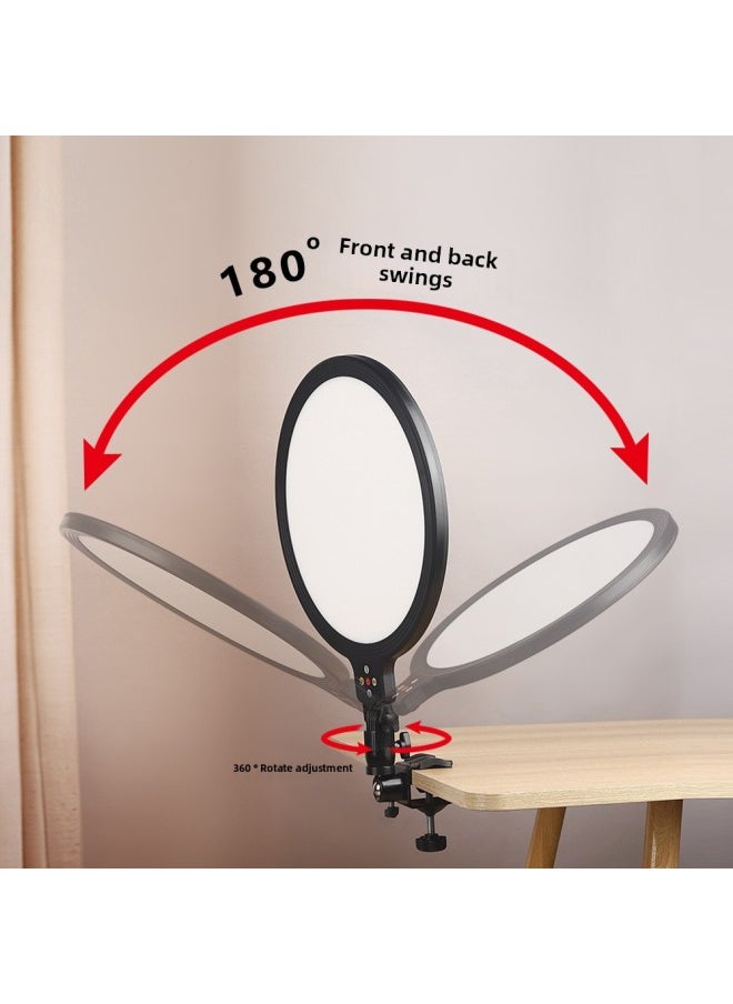 Generic LED Mirror Light Makeup Bathroom Toilet Round Lighting Plug-In Illumination Vanity Mirror Supplemental Light Customizable Logo-Specifications:12-inch Full Screen Fill Light Pan/tilt Rotating U-shaped Clip  - Image 4