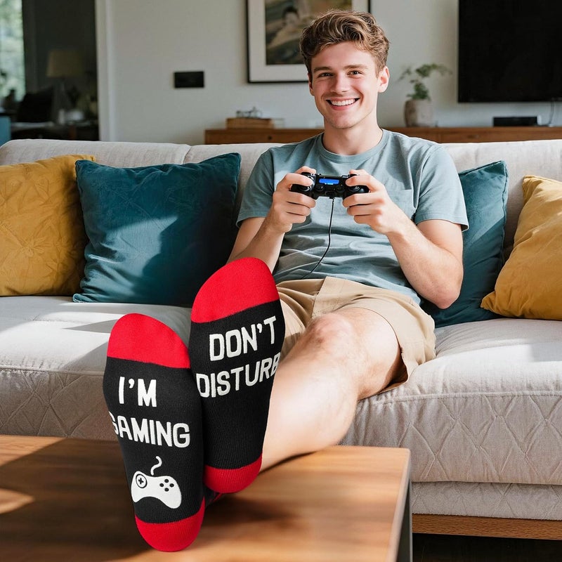 Kelool Do Not Disturb I'm Gaming Socks,Men Gifts for Men Teen Boys Dad Him Son Fathers,Valentines Day Mens Gifts for Him Kids - Image 2