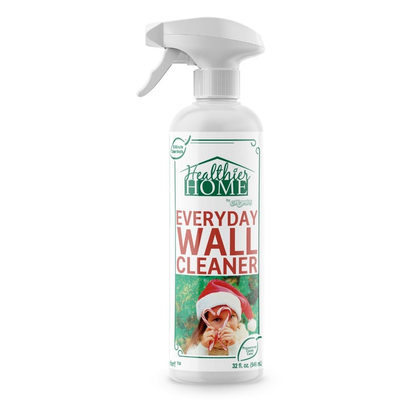 CHOMP! Painted Wall Cleaner Spray, Multipurpose for Walls, Ceilings, and Baseboards, Removes Dirt, Dust, Odor, Stains, Healthier Home 5-Minute CleanWalls 4-in-1, 32 Ounces (Peppermint Candy Cane) - Image 1