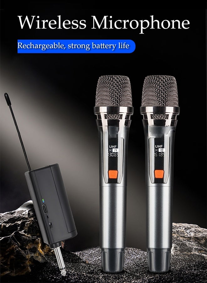 DUNISO Wireless Microphone,Universal Handheld Karaoke Mic Speaker,Cordless Microphone with Rechargeable Receiver,Plug and Play,Shockproof and Durable,for Amplifier, PA System, Singing Karaoke Machine - Image 3