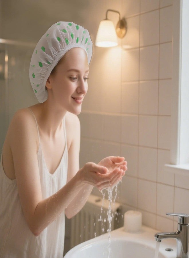 OHOO 3 PCS Shower Cap Elastic Waterproof Shower Caps Reusable Bath Caps for Shower for Women Men Kids (Polka dot) - Image 5