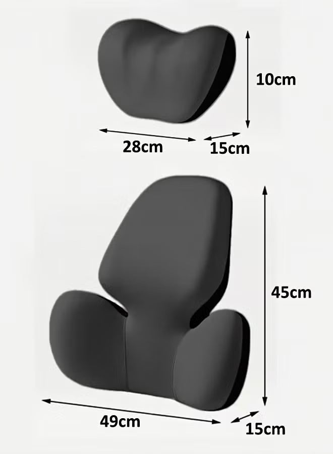 NAYIV Car Pillow Car Headrest Neck Pillow and Lumbar Support Set for Car Seats  Memory Foam Car Neck Pillow for Neck Pain Relief and Cervical Support Chair Headrest Pillow with Adjustable Strap Washable Cover Car Headrest Pillow Ergonomically Designed for Home Office Chair (Black) - Image 2