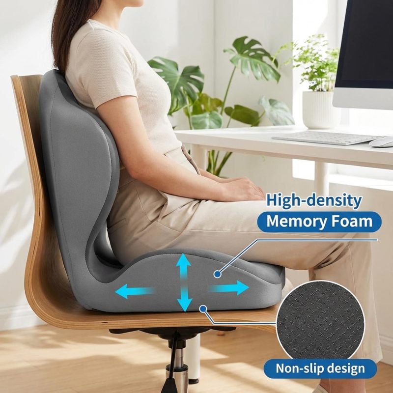 Memory Foam Seat Cushion 15.8 X 17.3 X 14.6 Inches Ergonomic L-Shaped Design Lumbar Support Cushion - High-Density Foam For Pressure Relief Back Pain Relief Cushion For Office Car Wheelchair Long Hour - Image 5