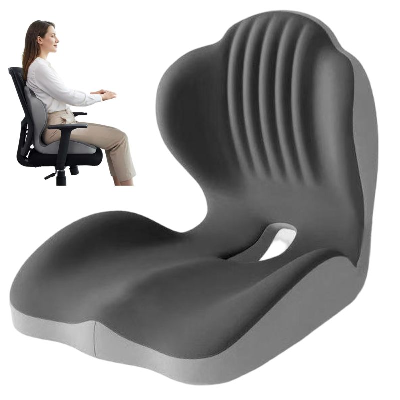 Memory Foam Seat Cushion 15.8 X 17.3 X 14.6 Inches Ergonomic L-Shaped Design Lumbar Support Cushion - High-Density Foam For Pressure Relief Back Pain Relief Cushion For Office Car Wheelchair Long Hour - Image 1