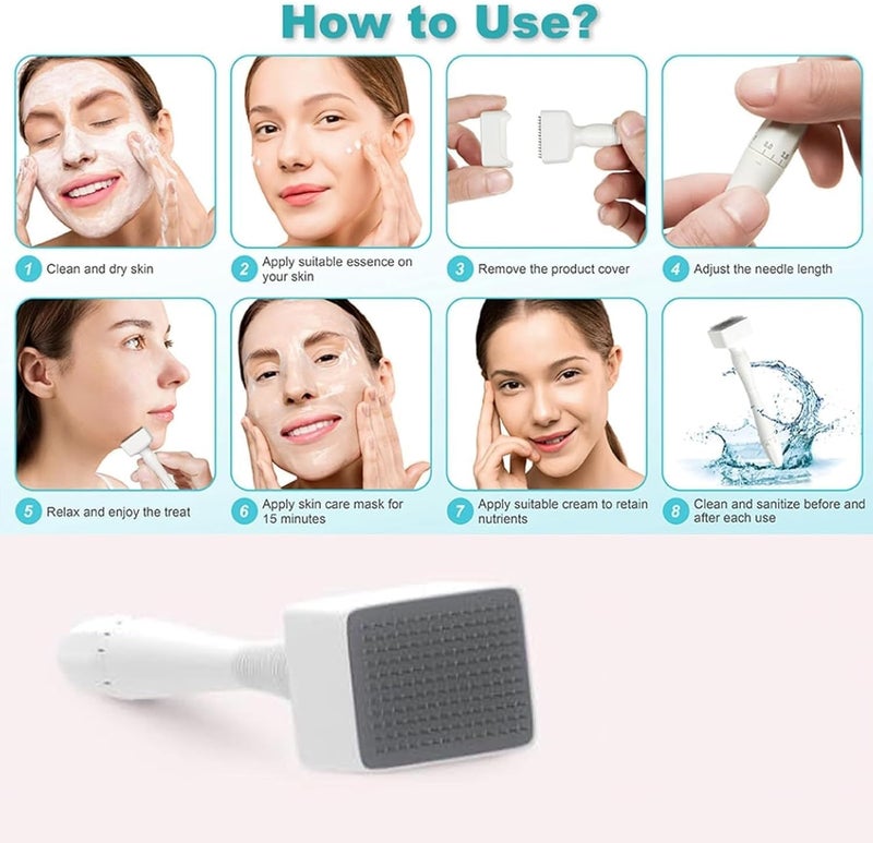 Avayan Advanced Derma Stamp for Hair Growth Titanium Coated Adjustable Needles 05Mm to 3Mm 140 Microneedling Stamp for Skin Repair Face Hair Beard Growth by Avayan - Image 3