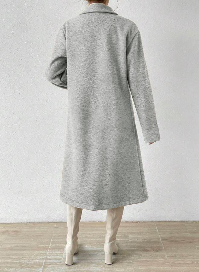 Take Two Plus Size Lapel Collar Wool Like Midi Coat - Image 2