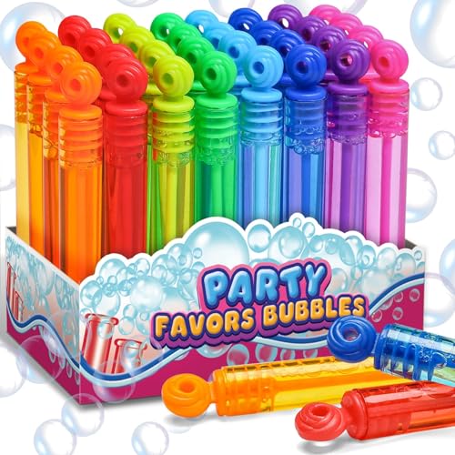 Cawiew Goodie Bags Stuffers for Kids Party, 32 Pack Mini Neon Bubble Wands for Party Favors Supplies in Gift Box, Classroom School Reward, and Pinata Filler Toys, Birthday Decorations, Small Halloween Treats - Image 1