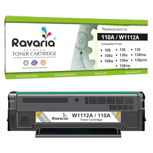 Ravaria W1112A / 110A Compatible Black Toner Cartridge for HP LaserJet 108,108a,108w,136,136a,136w,136nw,138,138fnw Printers (110A / W1112A Toner Pack of 1) - Image 1