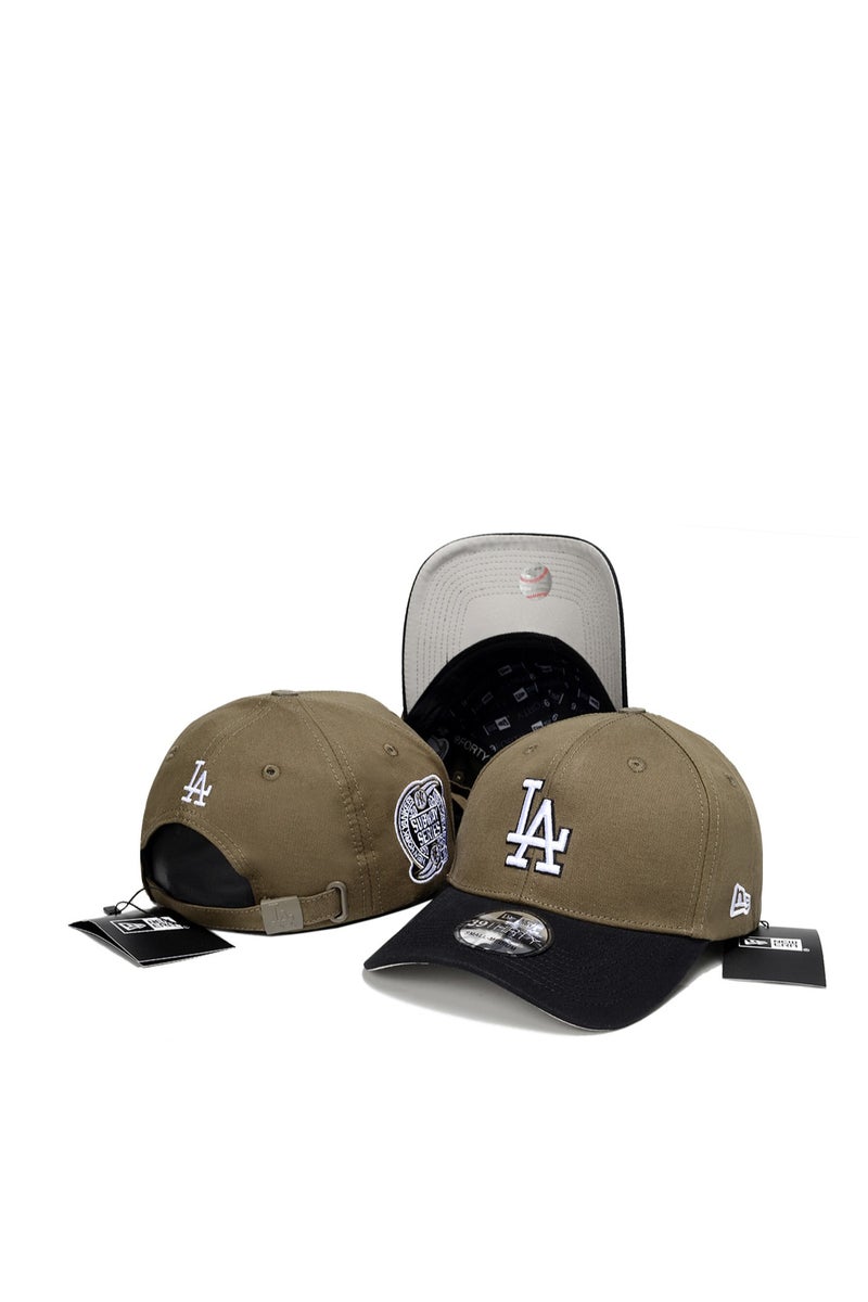 New Era MLB Los Angeles Dodgers Khaki and Black Adjustable Cap with World Series Patch