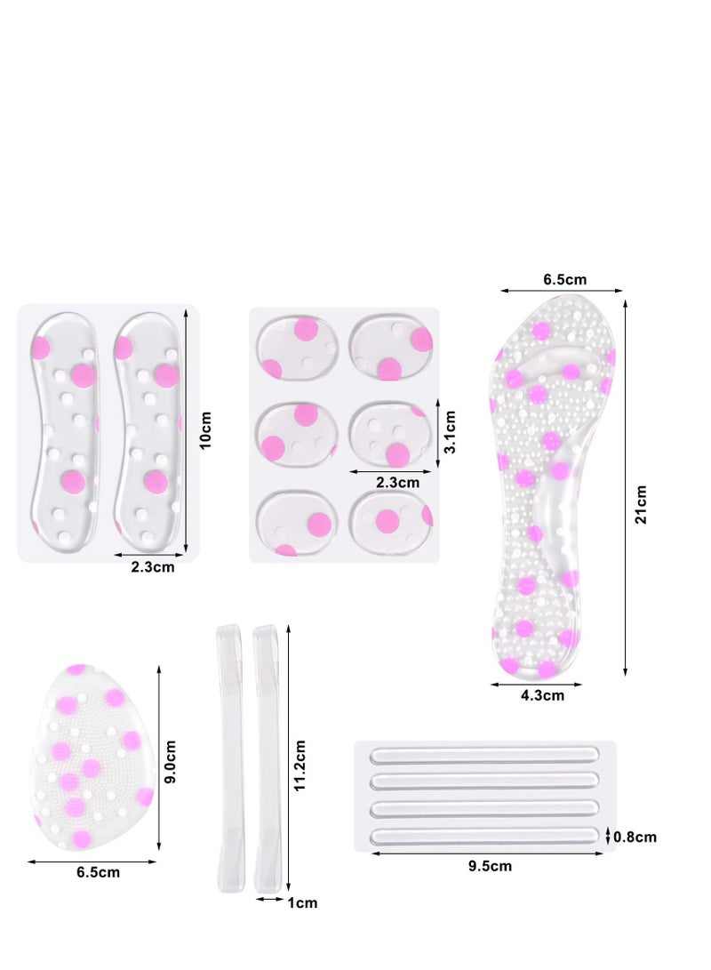 High Heel Pads Gel Insoles Ball of Foot Cushion Pad Anti Slip Heel Grips Metatarsal Pads, Forefoot Shoe Cushion Silicone Insert Feet Protect Sticker for Women Shoes High Heel Pain Relief 18Pcs