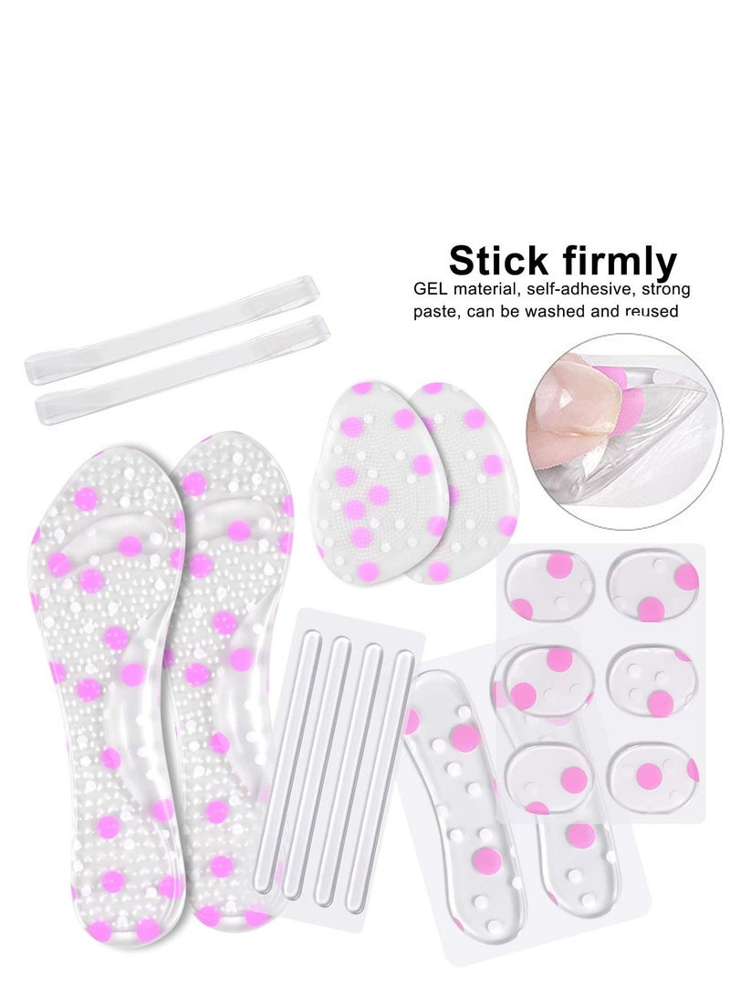 High Heel Pads Gel Insoles Ball of Foot Cushion Pad Anti Slip Heel Grips Metatarsal Pads, Forefoot Shoe Cushion Silicone Insert Feet Protect Sticker for Women Shoes High Heel Pain Relief 18Pcs
