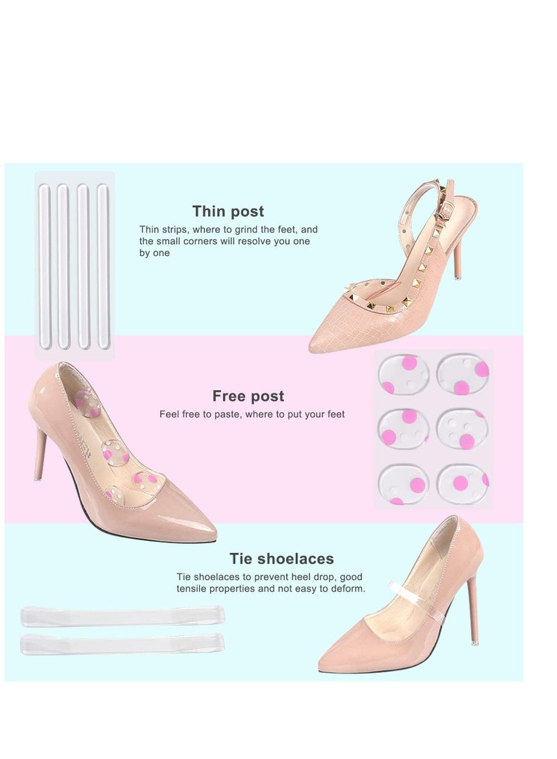 High Heel Pads Gel Insoles Ball of Foot Cushion Pad Anti Slip Heel Grips Metatarsal Pads, Forefoot Shoe Cushion Silicone Insert Feet Protect Sticker for Women Shoes High Heel Pain Relief 18Pcs