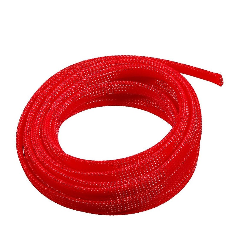 RIVER FOX ® 3MM Nylon Braided Cable Sleeve - 12METER Wire Management Sleeve for Cable Protection USB Power Audio Video (Red) - Image 1