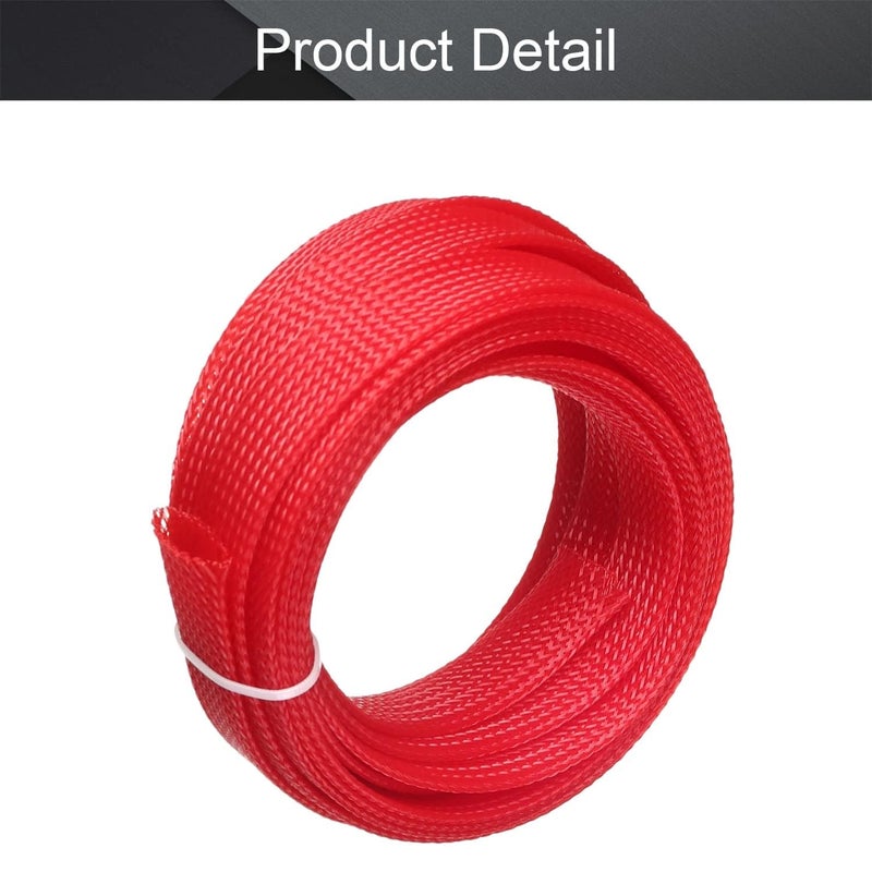 RIVER FOX ® 3MM Nylon Braided Cable Sleeve - 12METER Wire Management Sleeve for Cable Protection USB Power Audio Video (Red) - Image 2
