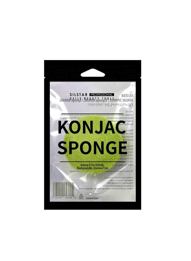 SILSTAR PROFESSIONAL KONJAC Sponge Facial Sponge Bath Sponge Amazing Cleansing for Dry OR Mature Skin - Floral Green - Image 1