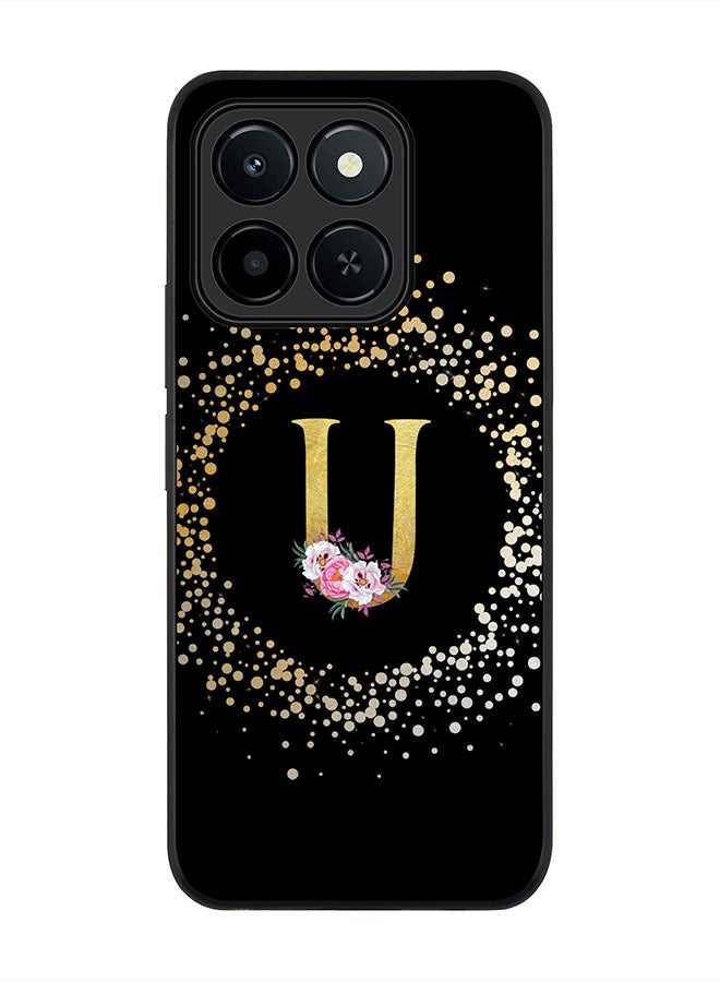 Stylizedd For Honor X6c Case,Slim fit Camera Protection, Shockproof Thin Phone cover  - Custom Monogram Floral - U ( Black )