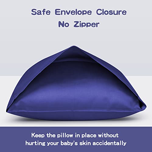 LULUSILK Organic Cotton Toddler Pillowcase 2 Pack, 14 x 20 Travel Pillow Case Cover for Babies, Kids, Boys and Girls, Soft and Breathable Small Pillow Cases with Envelope Closure, Navy Blue - Image 4