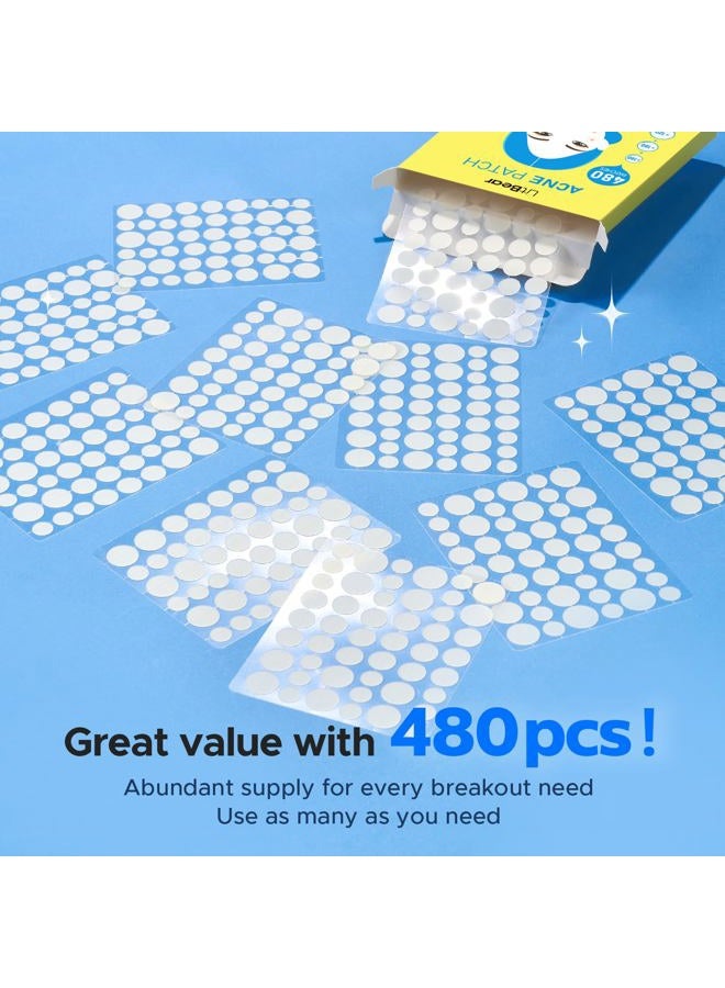 LitBear Pimple Patch Bulk, 480 Patches 3 Size Acne Patches for Face, Hydrocolloid Spot Stickers for Covering Zits, Blemishes, and Breakouts, Suitable for All Skin Types - Image 2