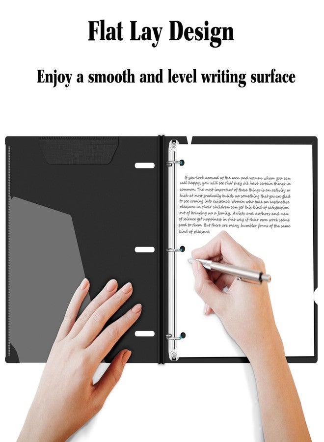 INFUN 1 Inch Telescoping 3 Ring Binder - 12 PCS-Black, Flexible Binders with Customizable Front Cover and Clear Catalog Pocket,1 inch Binders 3 Ring, 225 Sheet Capacity - Image 4