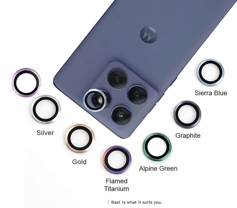 FabeKee Tempered Glass Camera Lens Protector For motorola edge 60 FUSION 9H Hardness, Full Coverage Anti Scratch Camera Metal Ring (Purple) - Image 3